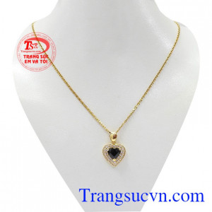Bộ trang sức trái tim sapphir thiên nhiên
