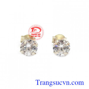 Bông tai gắn đá kim cương nhân tạo kiểu dáng đẹp, chất lượng cao dành cho phái đẹp
