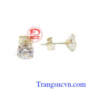 Bông tai gắn đá kim cương nhân tạo