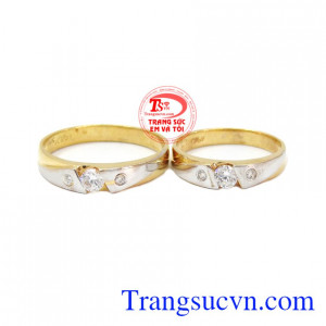 nhẫn cưới thời trang,Cặp nhẫn cưới vàng 14k