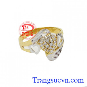 Chiếc Nhẫn nữ giá rẻ vàng Với thiết kế tinh tế và đẳng cấp, nhẫn nữ gắn kim trắng, Nhẫn nữ tình yêu