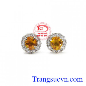 Hoa tai Sapphire chất lượng được chế tác từ đá Sapphire đầy quyền lực kết hợp vàng trắng 14k tạo sự đẳng cấp cho sản phẩm