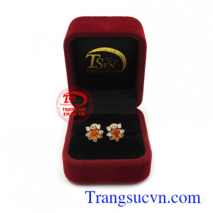 Hoa tai Sapphire vàng bình an