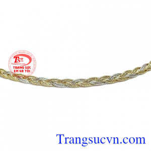 Kiềng vàng bện 2 sợi 2 màu xen kẽ nhau sang trọng. Kiềng Ý bện hiện đại