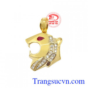 Mặt báo dũng mãnh dành cho nam cá tính, vàng 10k. Mặt báo dũng mãnh