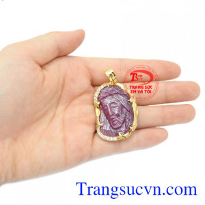 Mặt Chúa Ruby bọc vàng 14k.