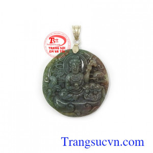 Mặt đá phật rồng canxedon thiên nhiên bọc bạc sang trọng, thời trang, tinh tế