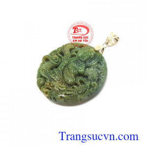 Mặt đá rồng phật canxedon thiên nhiên móc bạc sang trọng, thời trang