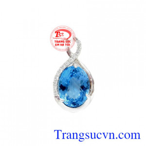 Mặt đá topaz thiên nhiên là sản phẩm được chế tác từ đá Topaz thiên nhiên bọc vàng trắng 14k. Mặt đá topaz thiên nhiên