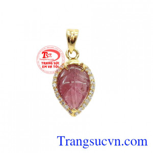 Mặt dây chiếc lá tourmalin xinh xắn