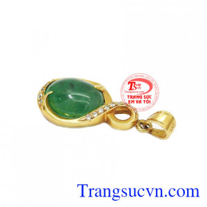 Mặt vàng tây nữ 14k giá chuẩn, vàng đẹp, Mặt nữ emeral thiên nhiên bọc vàng