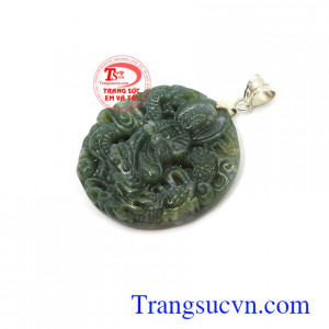 Mặt dây đá Caxedon thiên nhiên móc bạc sang trọng, thời trang, mạnh mẽ