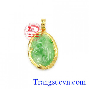 Mặt dây đức mẹ ngọc cẩm thạch được chế tác từ ngọc cẩm thạch chất lượng cao và bọc vàng 14k tỉ mỉ