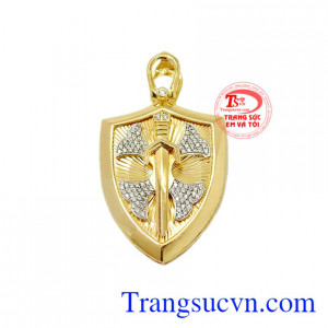 Mặt dây khiên vàng, mặt vàng dây chuyền nam hình khiên biểu tượng của sự che chở kiếm được phòng thủ và chiến thắng, mặt dây khiên vàng. Mặt dây khiên vàng