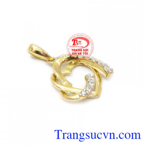 Mặt dây korea trái tim thủy chung vàng tình yêu gọt ngào. Mặt dây korea trái tim thủy chung