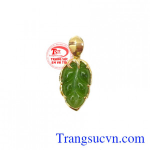 Mặt dây lá Nephrite màu sắc đẹp, chất lượng cao, phù hợp làm mặt nhẫn đeo đẹp, phong thủy,Mặt dây lá Nephrite
