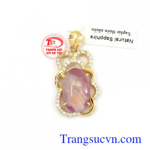 Mặt dây Sapphire tài lộc vàng 10k chế tác đẹp, chất lượng cao, đeo hợp phong cách thời trang Mặt dây Sapphire tài lộc