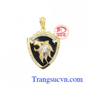 Mặt dây sư tử vàng mạnh mẽ nam tính hợp thời trang.