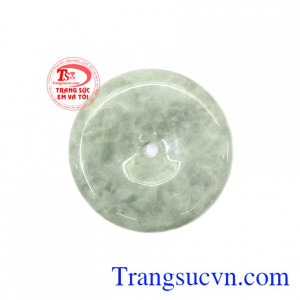 Mặt đồng xu Jadeite tài lộc được chạm khắc bản cỡ lớn từ ngọc cẩm thạch thiên nhiên,Mặt đồng xu Jadeite tài lộc