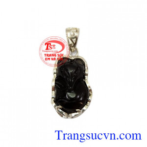 Mặt hồ ly xanh đen obsidian đẹp, mặt dây chuyền hình hồ ly được ưa chuộng bở vẻ đẹp mê hoặc mà quyến rũ