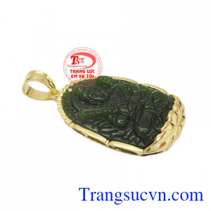Mặt nephrite hư không tạng bồ tát được kết hợp vàng 10k và ngọc nerphrite thiên nhiên. Mặt nephrite hư không tạng bồ tát