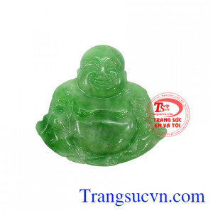 Mặt ngọc Phật Di Lặc may mắn là sản phẩm ngọc cẩm thạch tự nhiên, có giấy kiểm định chất lượng