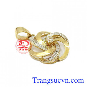 Mặt nữ hoa vàng tinh xảo, mặt dây chuyền nữ