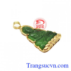 Mặt phật a di đà ngọc cẩm thạch được kết hợp từ ngọc cẩm thạch thiên nhiên và vàng tây 14k.