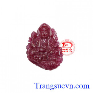 Mặt phật bà Ruby an yên là sản phẩm được chế tác từ Ruby chất lượng cao, màu sắc đẹp.