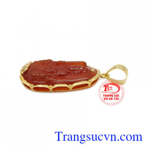 Có giấy kiểm định uy tín. Mặt Phật bản mệnh tuổi Mão bọc vàng