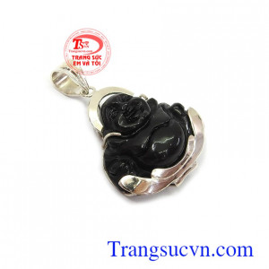 Mặt phật thiên thạch bọc bạc cao cấp