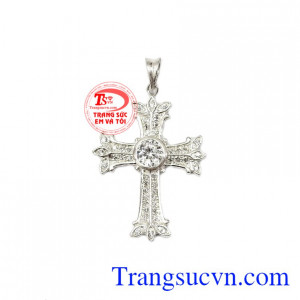 Mặt Thánh Giá đinh Đá được chế tác từ bạc 925 chuẩn chất lượng,Mặt Thánh Giá đinh Đá