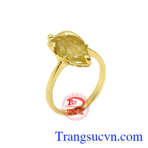 Nhẫn chiếc lá tinh tế tourmalin