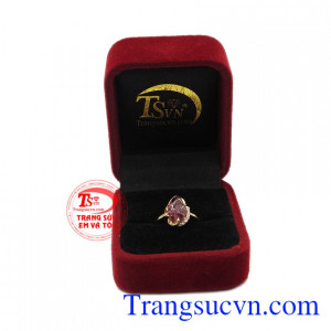 Nhẫn chiếc lá tourmalin thiên nhiên