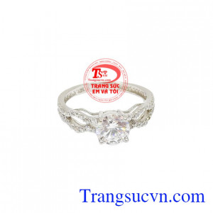 Nhẫn kim cương vàng trắng 18k, bảo hành 12 tháng, giao hàng nhanh trên toàn quốc