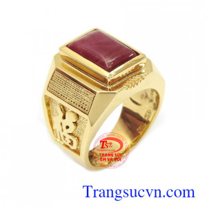 Nhẫn nam Ruby quyền lực 18k phù hợp phong cách thời trang và phong thủy Nhẫn nam Ruby quyền lực 18k