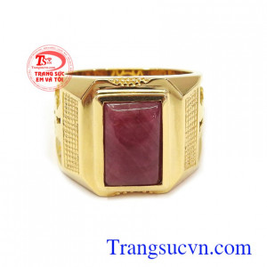 Ruby thiên nhiên là viên đá của quyền lực và thịnh vượng, mang lại tài lộc, may mắn và bình an cho người đeo Nhẫn nam Ruby quyền lực 18k