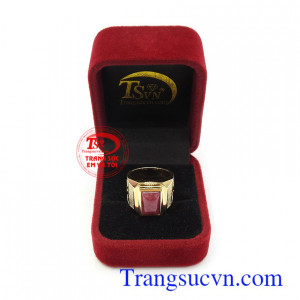 Nhẫn nam Ruby quyền lực 18k