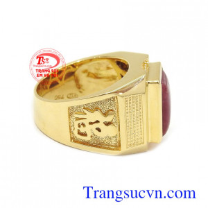 Nhẫn nam Ruby quyền lực 18k chế tác công nghệ cao đường nét tinh tế, sang trọng, đẳng cấp Nhẫn nam Ruby quyền lực 18k
