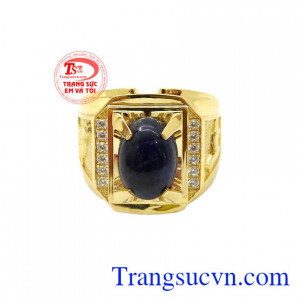 Sự kết hợp giữa vàng 14k với đá Sapphire tạo nên sự sang trọng và lịch lãm cho người sử dụng,Nhẫn nam Sapphire 14k