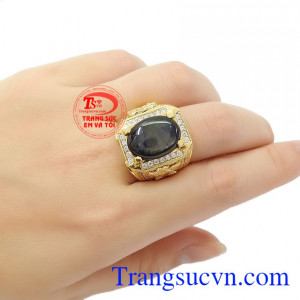 Sản phẩm thích hợp làm quà tặng cho người thân hoặc bạn bè,Nhẫn nam Sapphire rồng phượng 14k