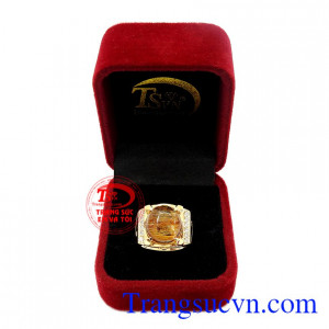 Nhẫn nam thạch anh tóc 14k đẹp
