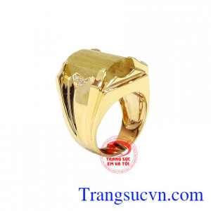 Nhẫn nam thạch anh tóc 14k độc đáo chế tác tinh xảo độc đáo, kiểu dáng thời trang và đẳng cấp phái mạnh,Nhẫn nam thạch anh tóc 14k độc đáo