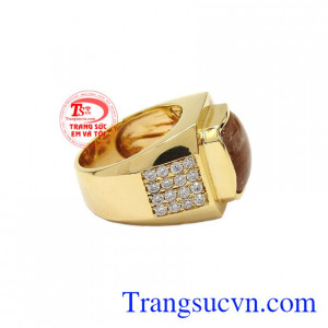 Sản phẩm bảo hành uy tín, giao hàng toàn quốc,Nhẫn nam thạch anh tóc 14k mạnh mẽ