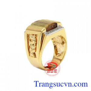 Nhẫn nam thạch anh tóc 14k tài lộc bền đẹp, chất lượng