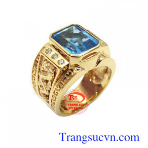 Nhẫn nam Topaz mạnh mẽ vàng 14k thiết kế mẫu mã sang trọng, tinh tế và thời thượng, hợp phong cách phái mạnh