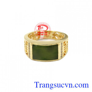 Từ xa xưa, ngọc cẩm thạch mang ý nghĩa phong thủy, mang lại may mắn, thuận lợi hơn trong kinh doanh và cuộc sống,Nhẫn Nephrite vàng 14k