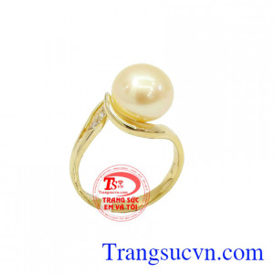 Nhẫn ngọc vàng ngọc trai hồng là món quà tặng người yêu quý, Cô giáo, Mẹ, Vợ, Chị em rất thích