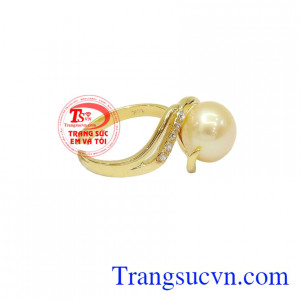 Nhẫn ngọc vàng ngọc trai hồng