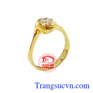 Nhẫn nữ cầu hôn vàng tây gắn đá kim cương nhân tạo, nhẫn nữ vàng tây, giá hợp lý tinh tế và sang trọng, thiết kế và chế tác 3d sắc nét